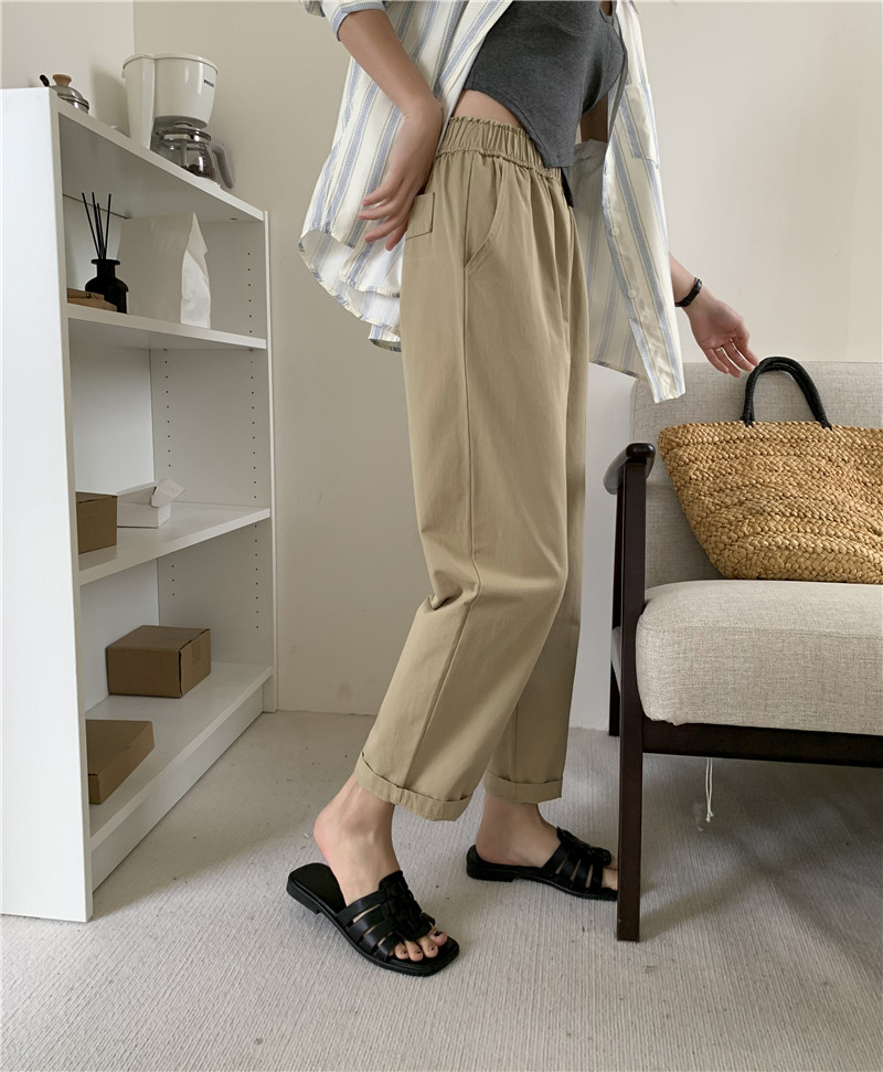 （花苞奶奶裤）百搭裤子夏季舒适松紧高腰宽松显瘦女休闲裤详情21