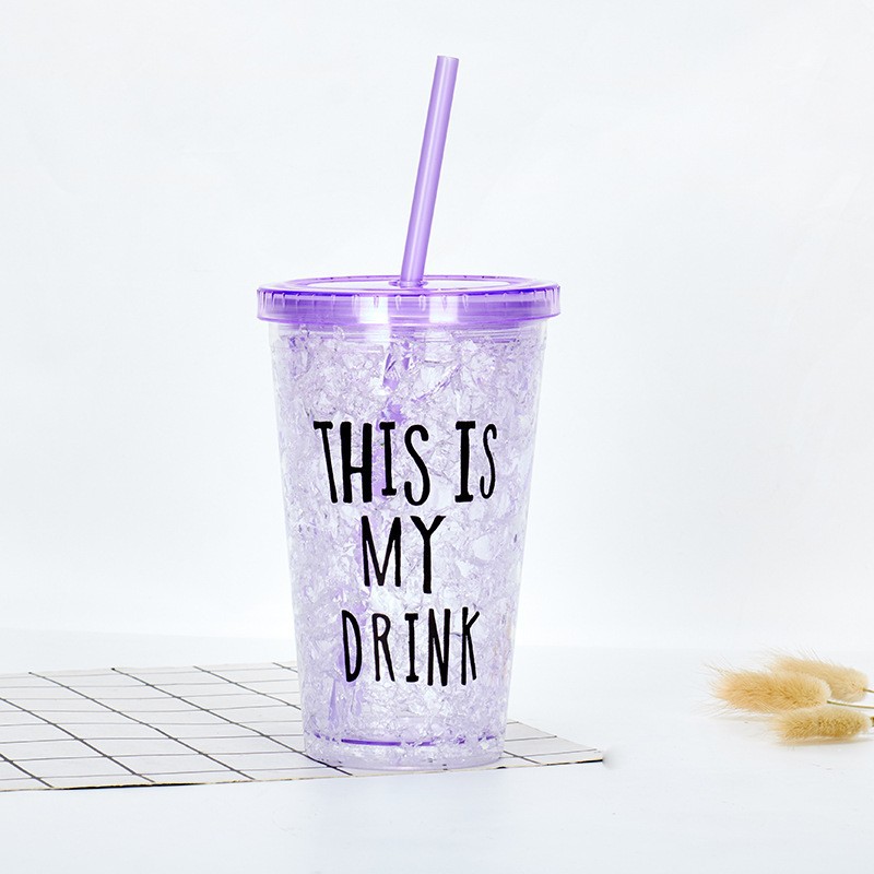 2021创意新款塑料冰酷杯夏日饮料冰杯女 可爱水果吸管杯批发LOGO详情6