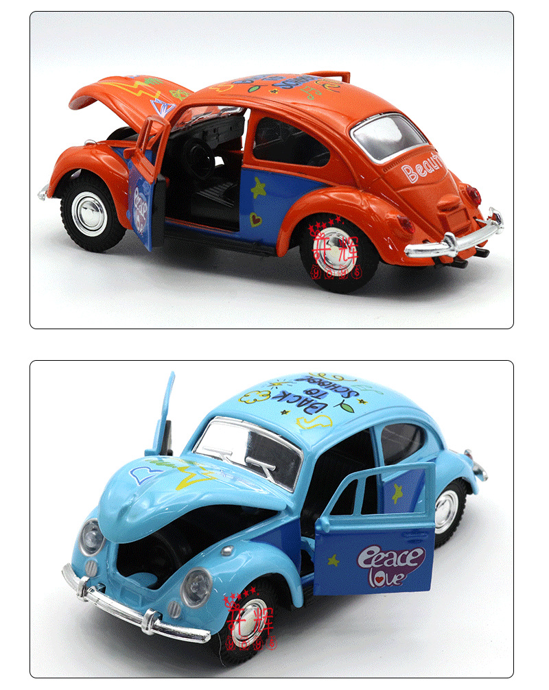Crossover 1:32 puerta triple graffiti escarabajo modelos de coches antiguos juguetes para niños coches de balón juguetes para niños pic 4