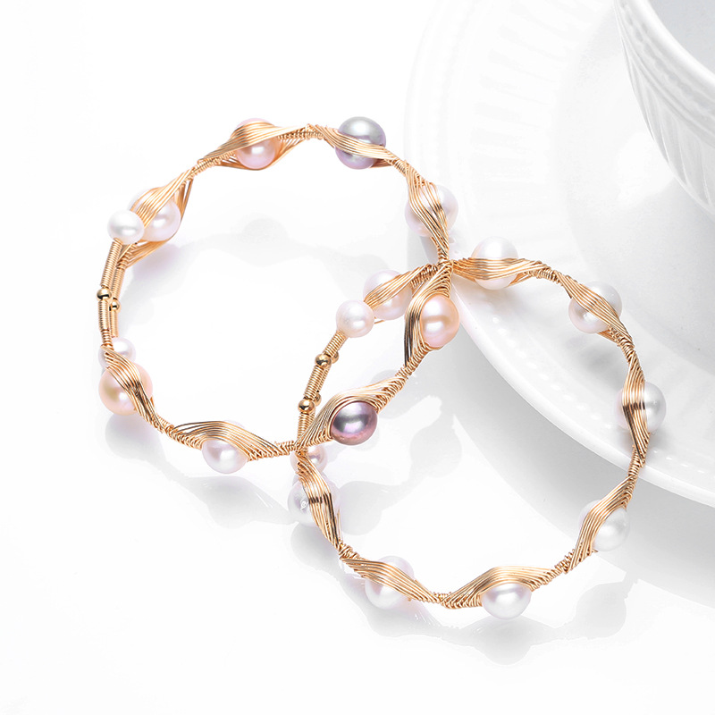 High-end natural freshwater pearl jewelry from Japan and South Korea, 14K gold-plated wound bracelet, eight-pearl hand-wound bracelet pic 7