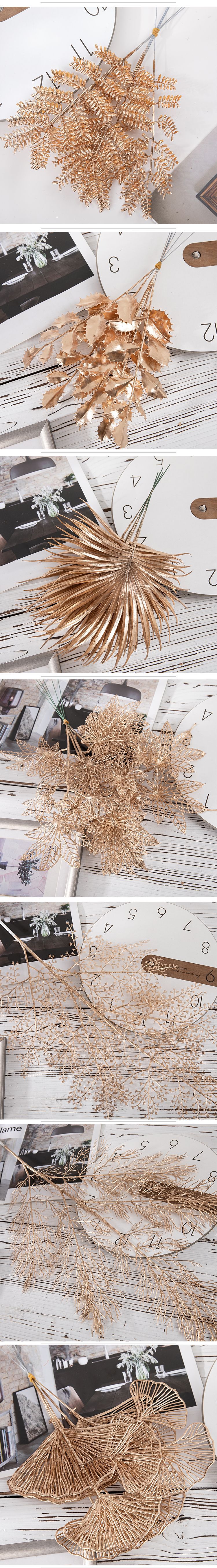 源头厂家新年花年宵花喷金色配件过金过银仿真花家居装饰圣诞假花详情7