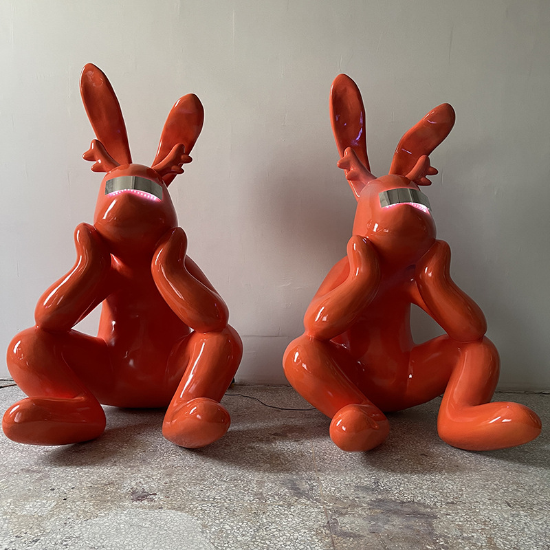Electroplated cartoon glasses, thoughtful rabbit figurines, model rooms, sales offices, living rooms, studies, creative decorations, large-scale cartoons pic 10