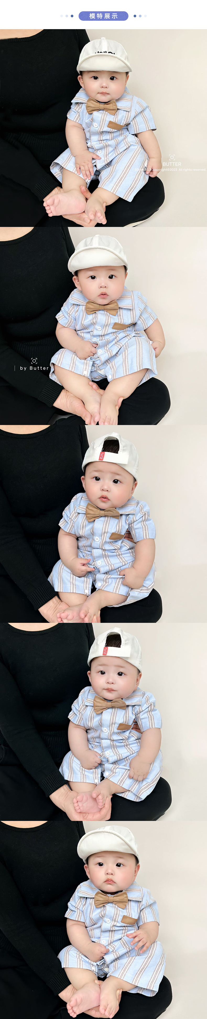 ins baby clothes summer striped short-sleeved A-class stylish baby body clothing Korean version gentleman baby outdoor crawling clothes pic 12