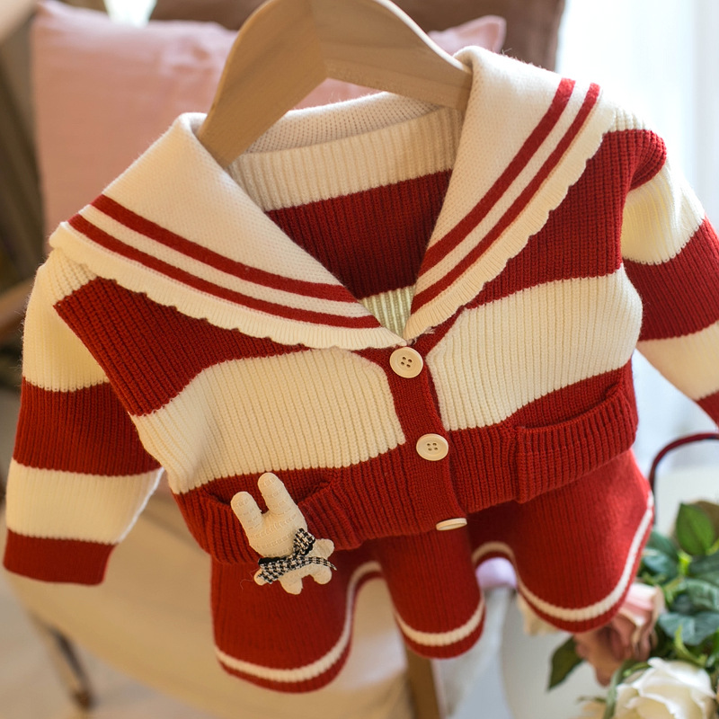 MMTKIDS 2022 корейская версия нового детского свитера с кроличьим полосатым детским костюмом T207 pic 3