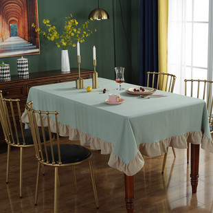 American country-style handcrafted crochet tassel tablecloth with geometric rhombus-shaped hollowed-out decorative fabric as a shooting prop pic 3