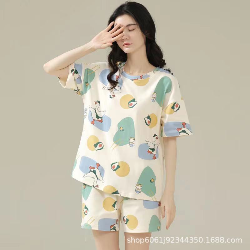 2023新款睡衣女夏季薄款短袖可爱韩版卡通套装家居服可外穿两件套详情18
