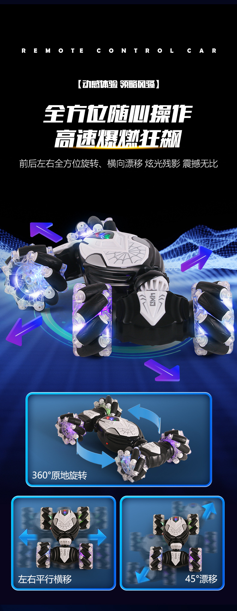跨境新品手势感应扭变车儿童玩具四驱越野变形汽车漂移特技遥控车详情16