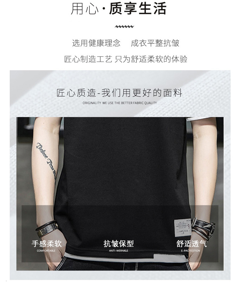 Short-sleeved T-shirt for men, Korean style, summer loose cotton T-shirt, cross-border new style, student bottom layer, half-sleeved shirt pic 5