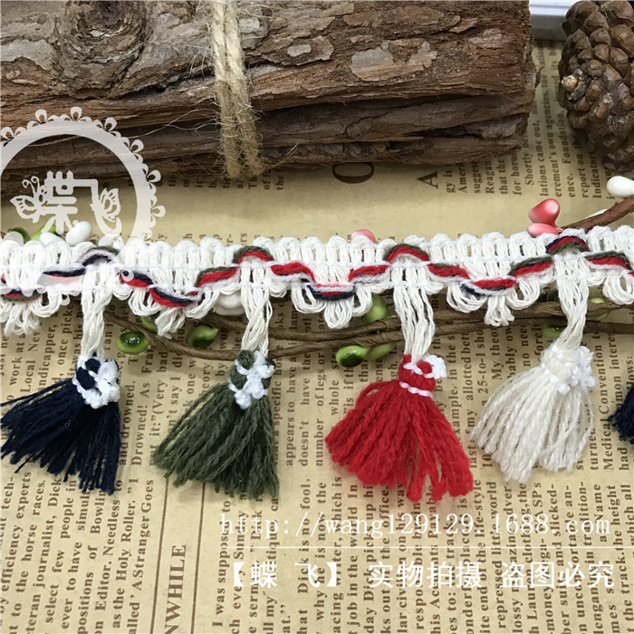 Factory B50 Colorful three-flower flowered tassel broom lace four-color broom DIY handmade clothing accessories lace webbing pic 14