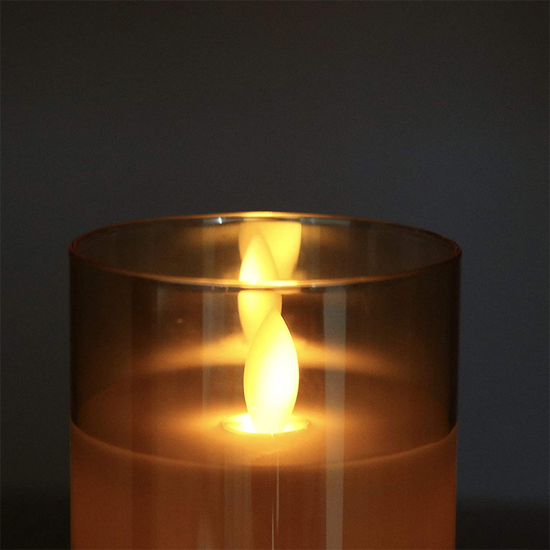 Electroplated tea-colored glass LED candle simulation swinging flame remote decorative handicrafts and ornaments pic 2