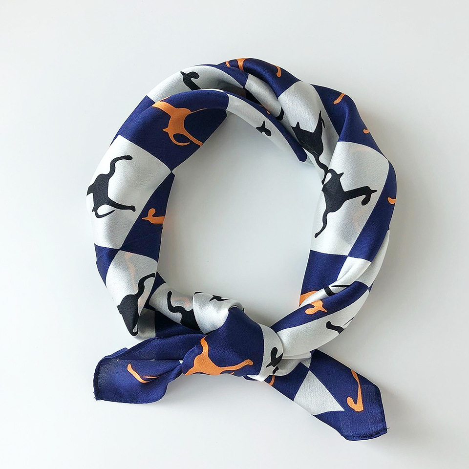 Wholesale silk scarves for overseas gifts and return gifts, cross-border silk autumn and winter decorative plain crepe satin 53cm floral neckerchiefs, small square scarves pic 35