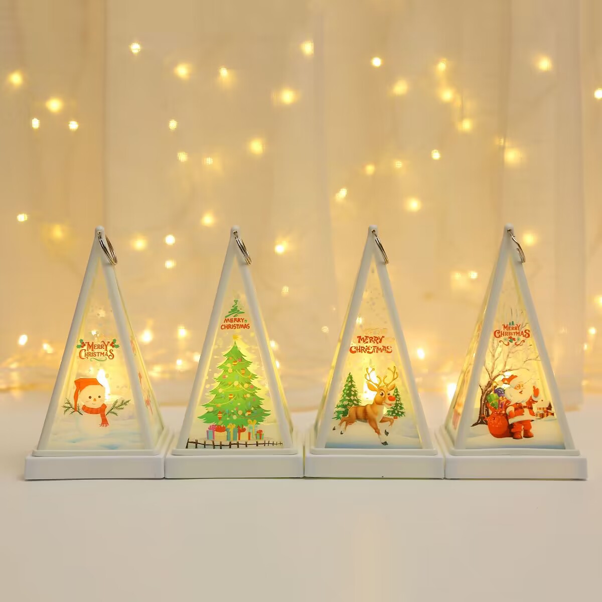 New Christmas decorations: Hand-held triangular wind lamps, night lights, pendants, LED electronic candles, candlestick lights pic 11