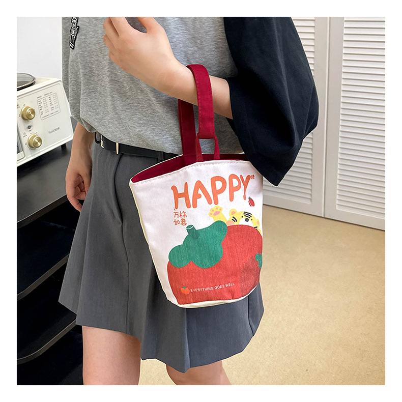 Pintura al óleo viento bolsa de mano linda impresión de un hombro bolsa portátil exterior cartoon student canvas bag al por mayor pic 23