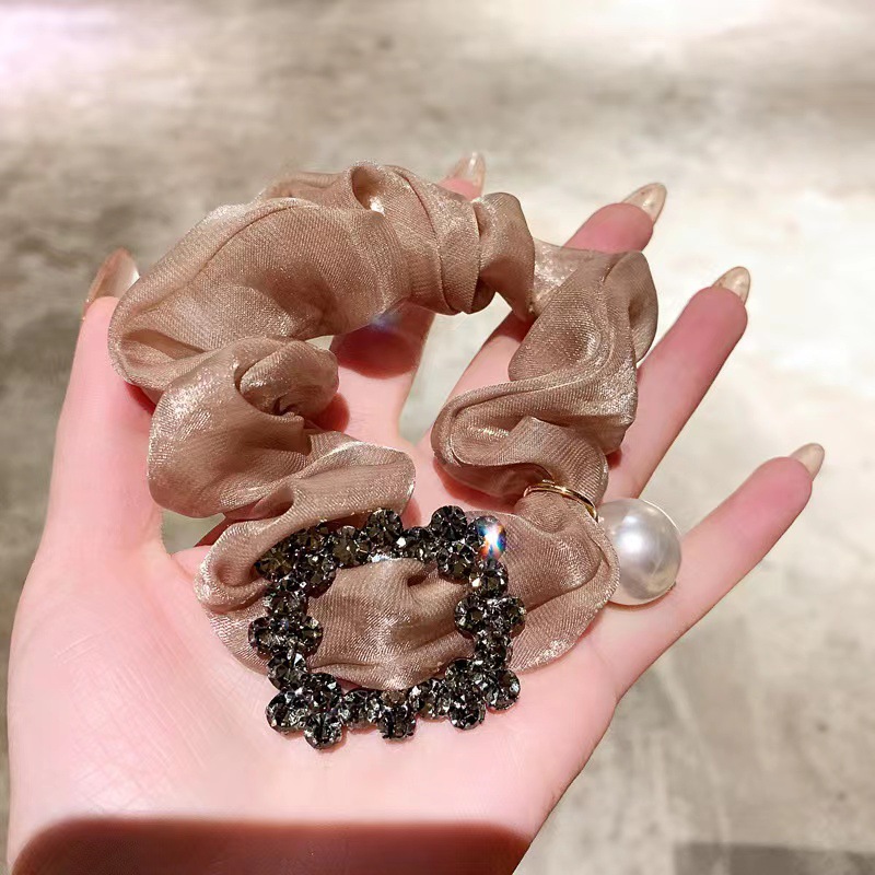 Korean-style organelle pearl large intestine hair tie for women in summer, ins French high-end ethereal chanel-style hair tie pic 11