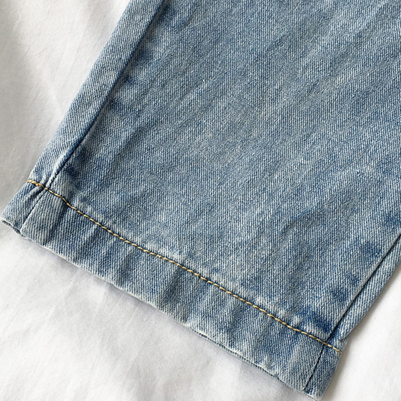 Summer fat girl high-waisted 9-inch jeans, loose and plate-sized mm, loose straight-leg wide-leg 9-inch Halon pants pic 5