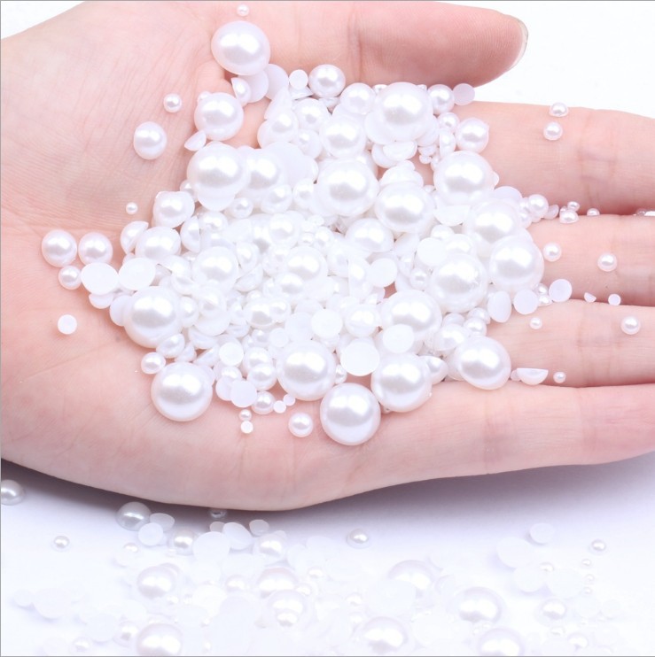 ABS imitation pearl semi-circle, silver-gray semi-circle, diy jewelry accessories, semi-circle resin accessories, semi-circle flat-bottomed pearls pic 1