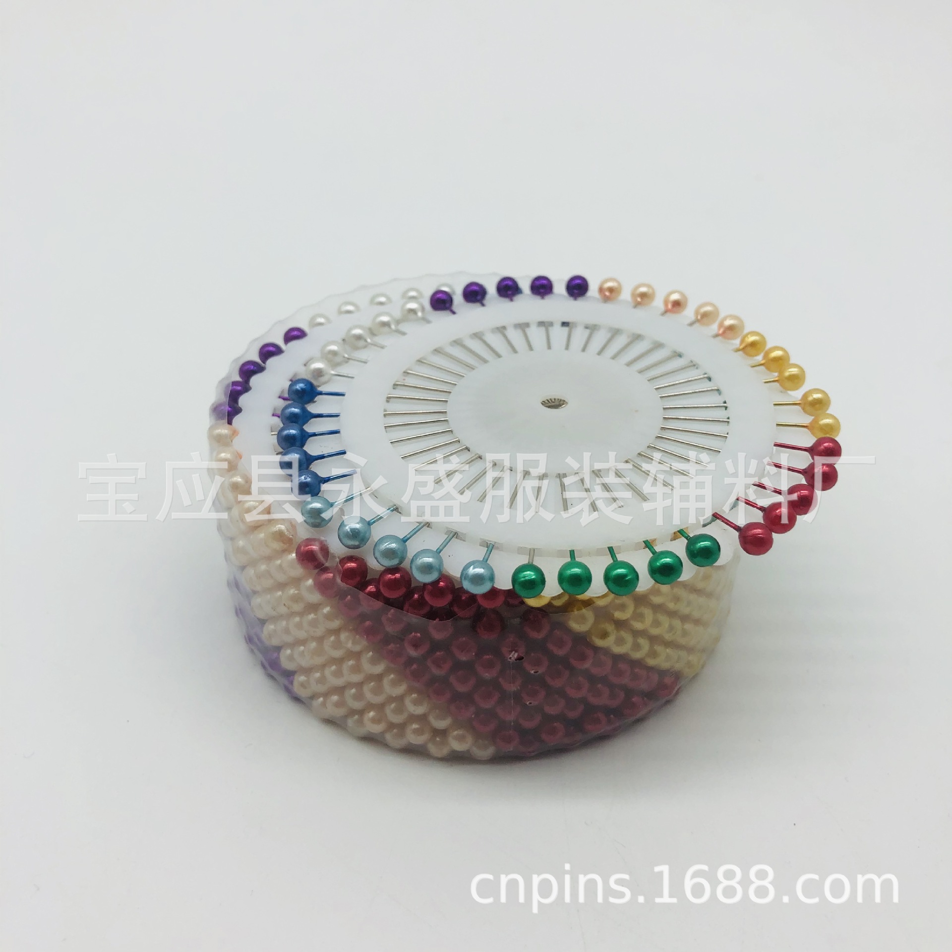 厂家批发480枚彩色珠光针盘4*0.6*38mmDIY服装定位珠针供应详情1