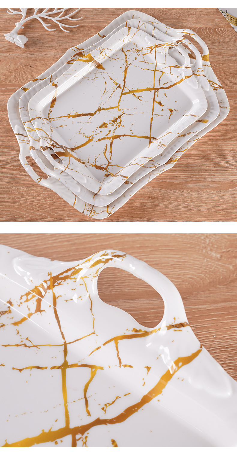 Bisauro rectangular marble tazas de té de metamina bandeja bandeja de vino taza de bebida bandeja de té de porcelana imitación de frutas bandeja pic 22