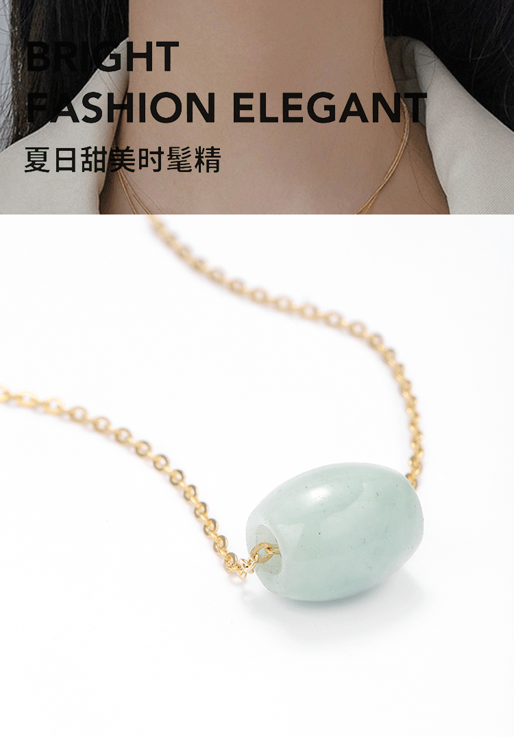 雅施丽芙和田玉翡翠吊坠S925银民族风国潮项链清爽锁骨链女 pic 1
