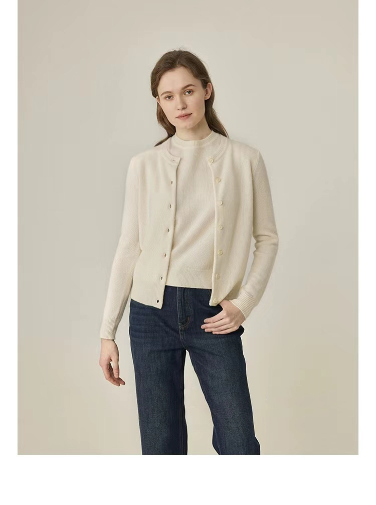 Qili Colorful Gemstone 12-color seamless one-piece Merino wool button cardigan, a versatile knitted long-sleeved top for commuting pic 46