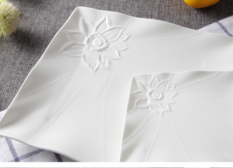 白色陶瓷骨瓷西餐盘子意面盘正方盘菜盘牛排盘点心碟西式餐具平盘详情6