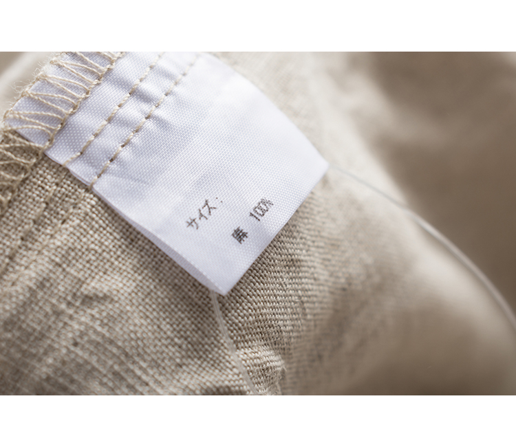 春夏新款法国亚麻阔腿裤九分休闲文艺宽松松紧腰抽绳女式麻裤#000详情16