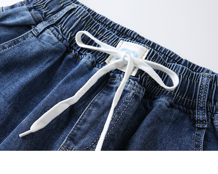 松紧腰休闲七分牛仔裤女2024年夏装新款修身显瘦小脚哈伦裤PT0043详情16