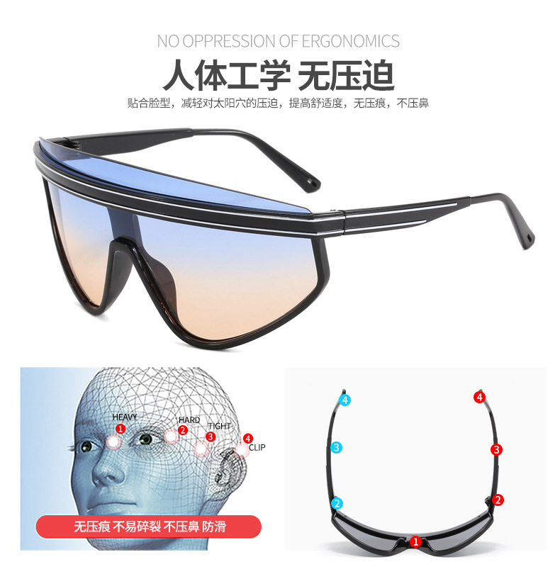赛博朋克风欧美运动太阳镜 男女科技感炫彩墨镜 个性骑行眼镜批发详情4