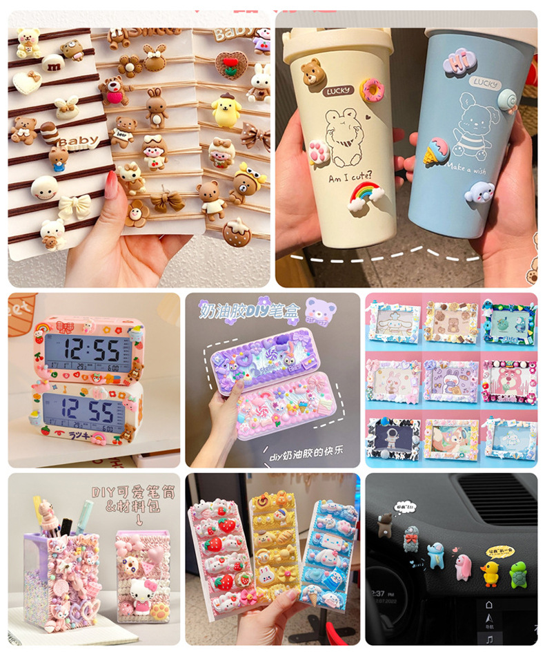 新款树脂配件发卡diy奶油胶卡通系列随机混款3d立体水杯配饰贴片详情12