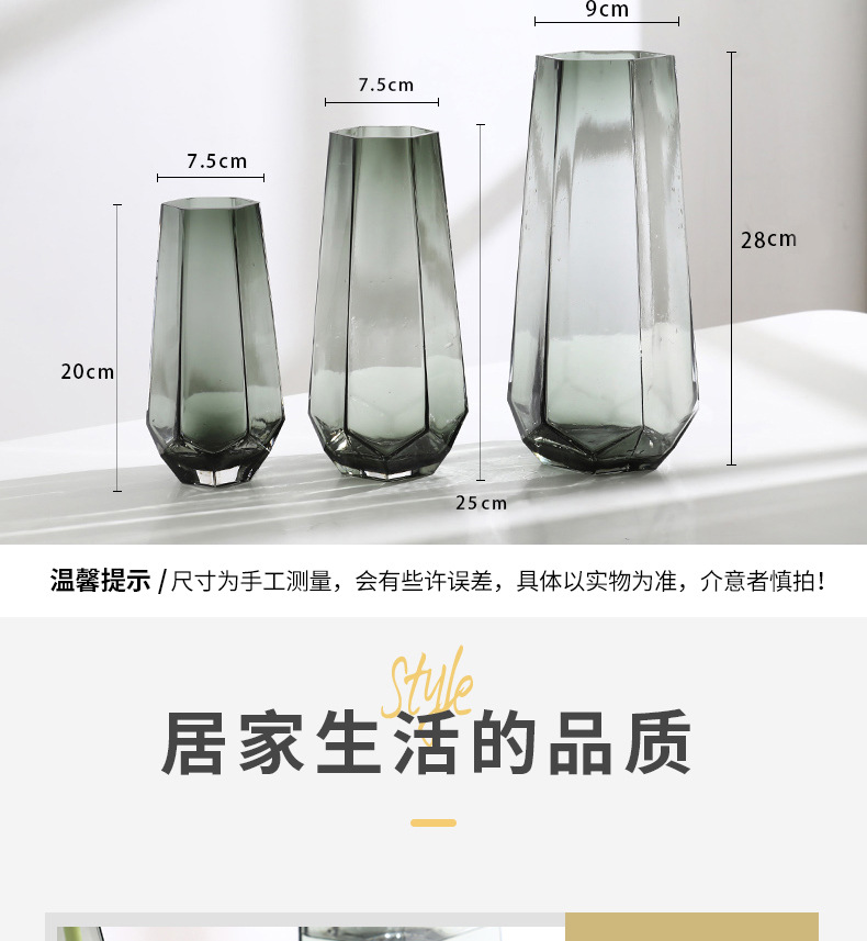 A popular Nordic minimalist creative glass vase, transparent water-grown flower arrangement, rose and lily vase, a living room decoration for home use pic 3