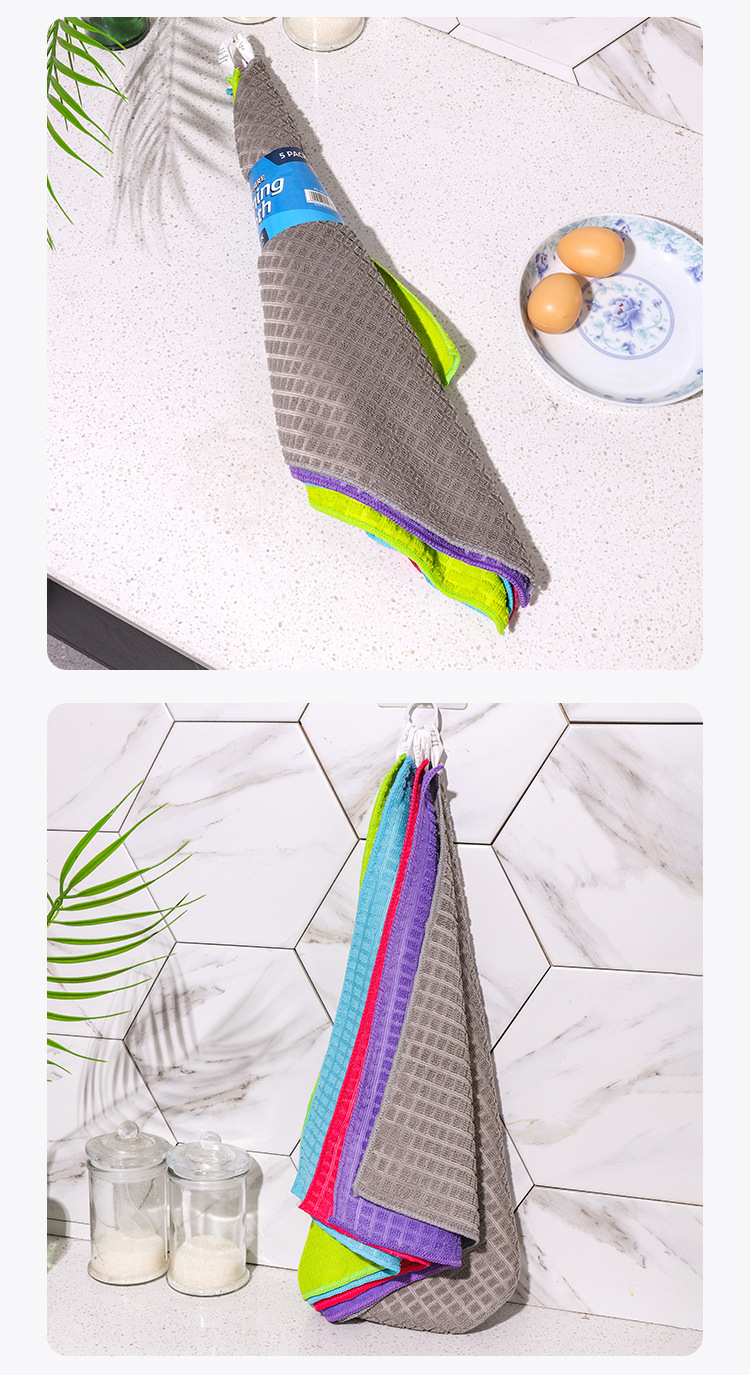 Thickened checkered dishcloth, a household cleaning cloth that does not stick to oil or absorb water in the kitchen. It is a handy tool for lazy people at home pic 9