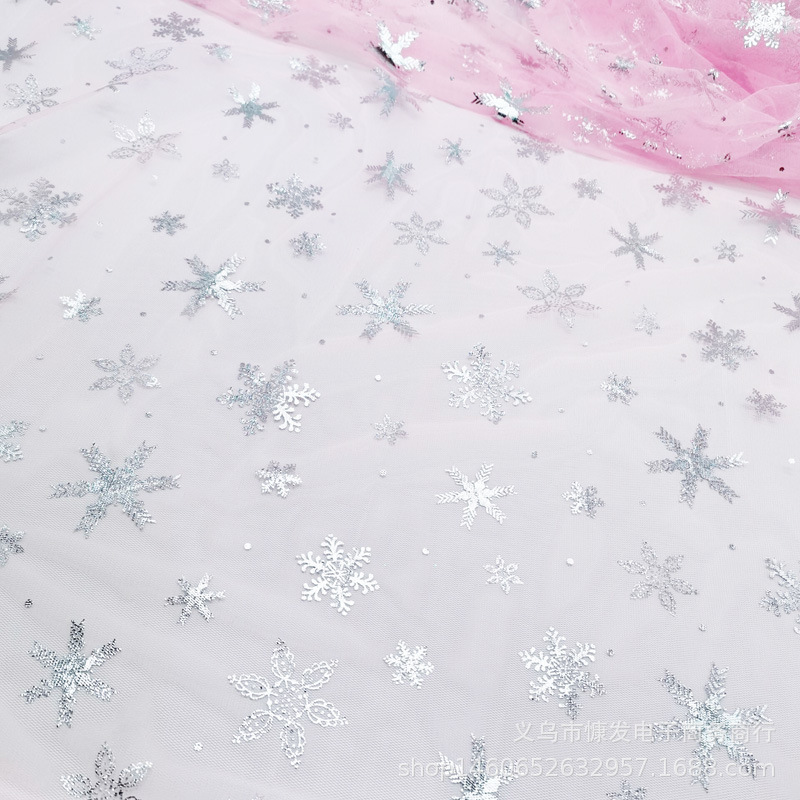 36A hexagonal silver embossed snowflake mesh fabric, stage costume fabric, diy handmade headwear accessories, hair flowers, props pic 9
