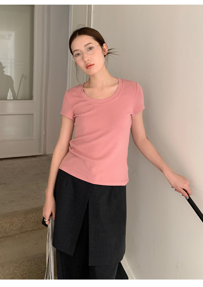 【11 Colors 】 Basic round-neck short-sleeved T-shirt for women 2025 Spring/Summer New simple and versatile solid color top T003 pic 39