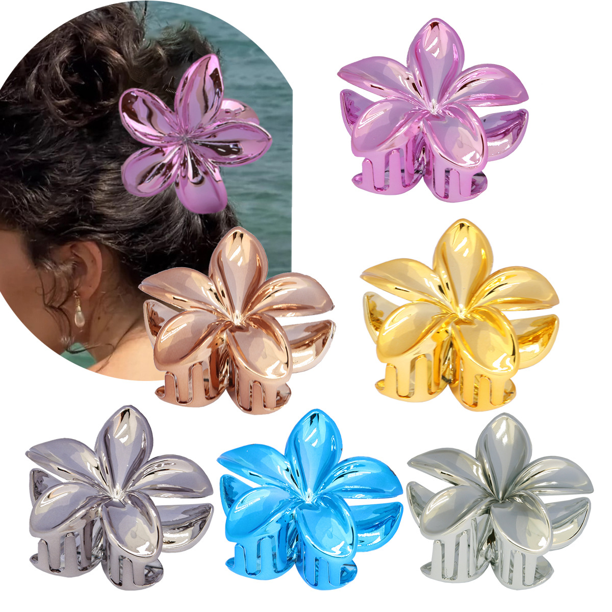 Guanyang ABS hair clip, flower clip, European and American Amazon fashion shark claw clip, not easy to break, can be used as a hair clip pic 12