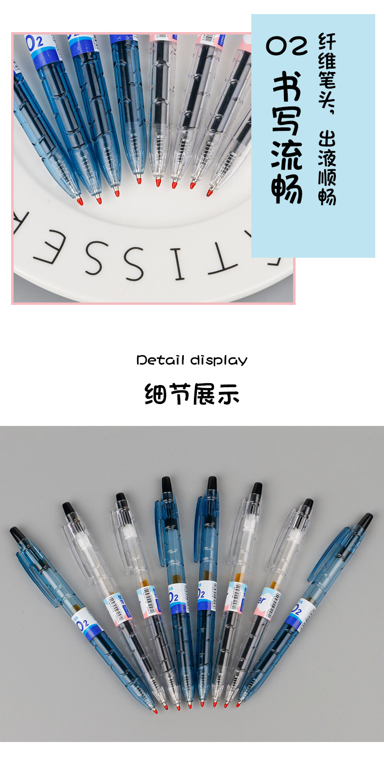 Limitado niche botte bottle bottle press pluma ins estudiante transparente simple suave pluma negra firma pluma 0.5mm pluma neutral pic 3