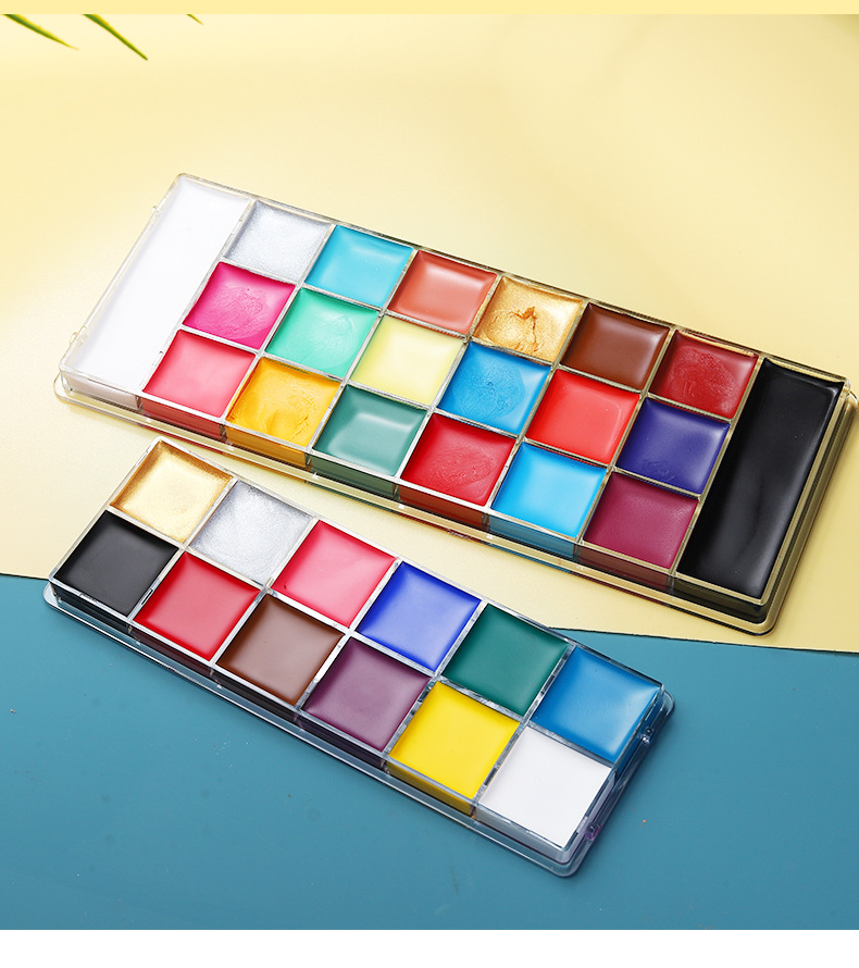 跨境水溶性油彩12色人体彩绘油彩颜料舞台剧绘画舞会彩绘固体油彩详情16