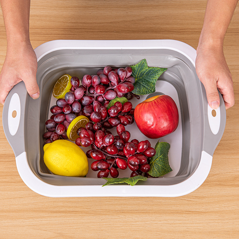 Folding cutting board, dual-purpose cutting board, household sink, anti-slip multi-functional adhesive board, plastic cutting board, hanging for storing vegetables pic 3