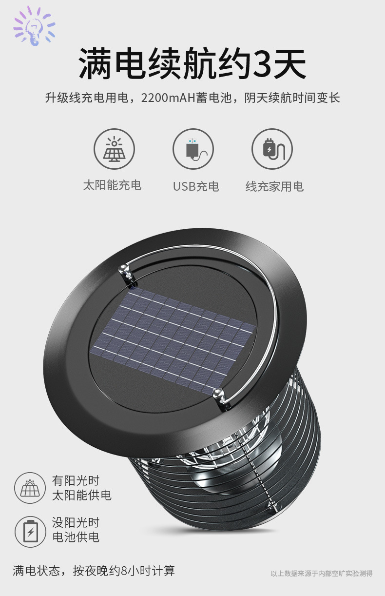 太阳能灭蚊灯户外不锈钢驱蚊神器庭院家用电击式灭蝇杀虫灯室外详情8