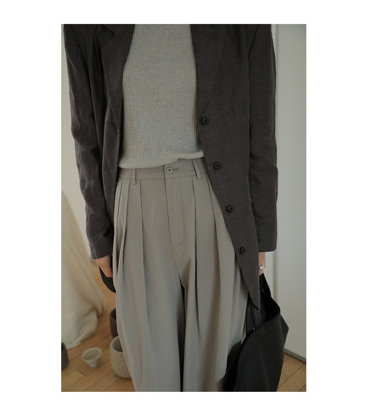 时简 自由随性 慵懒风竖条洗水休闲裤 显瘦百搭亲肤棉阔腿裤00037详情36