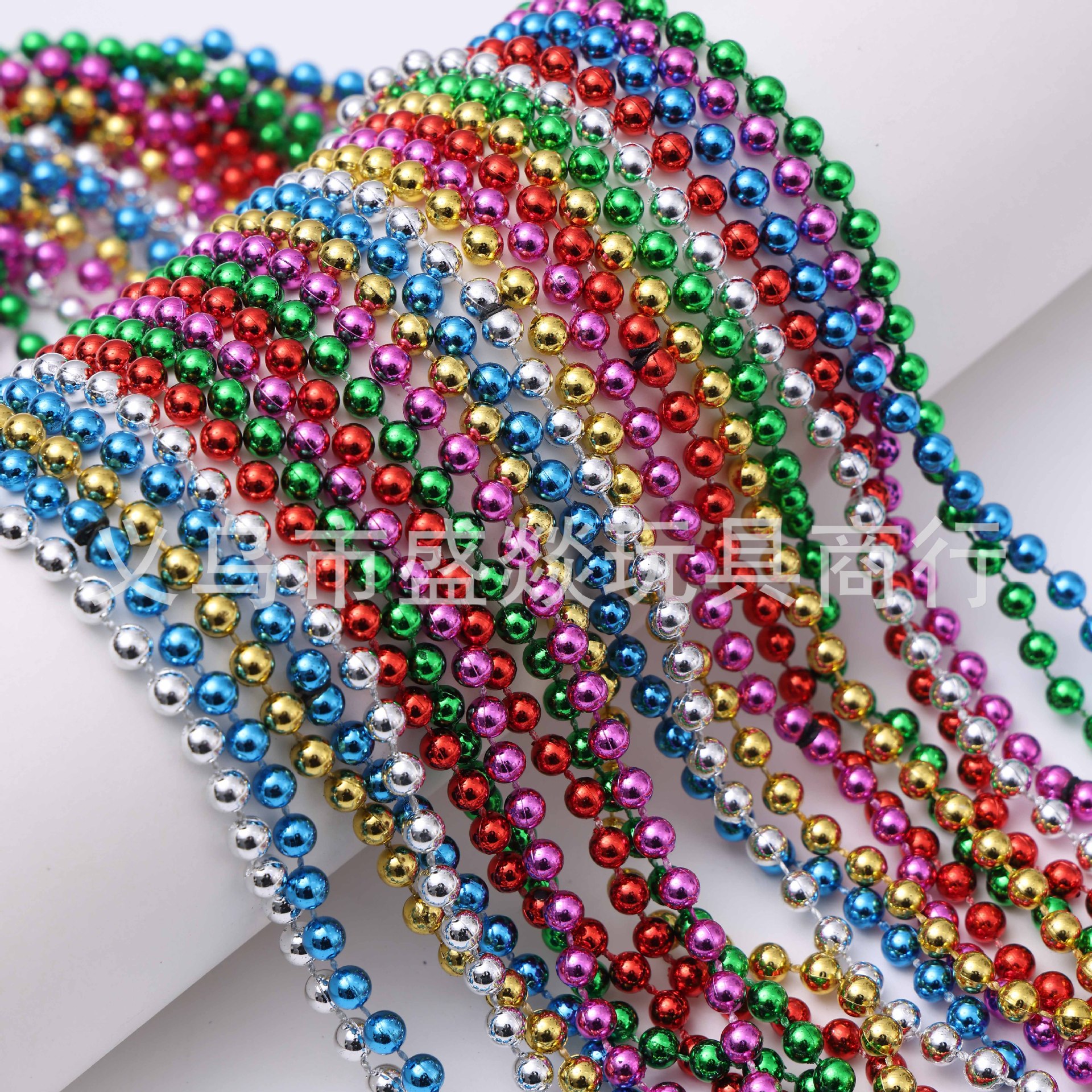 跨境7mm电镀珠链彩色项链独立日项链狂欢节万圣节派对波珠链详情4