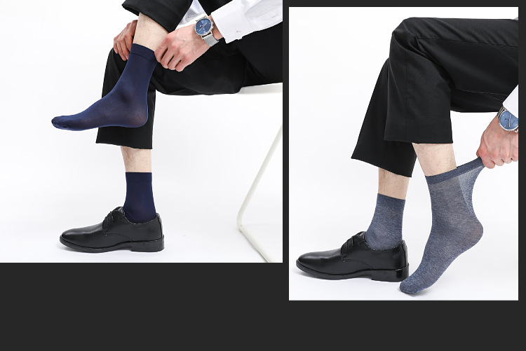 夏季男士商务袜子 纯色丝光棉中筒袜子 吸汗薄棉款男袜 丝袜批发详情8