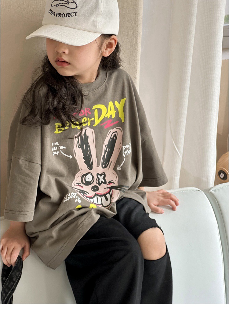 儿童短袖t恤女童夏装2025新款男童半袖体恤宽松休闲卡通洋气上衣详情27