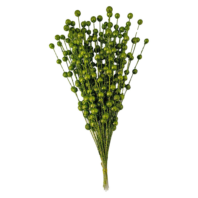 圣诞装饰仿真金粉浆果开心果金粉球把束假花酒店婚庆装饰红果跨境详情18