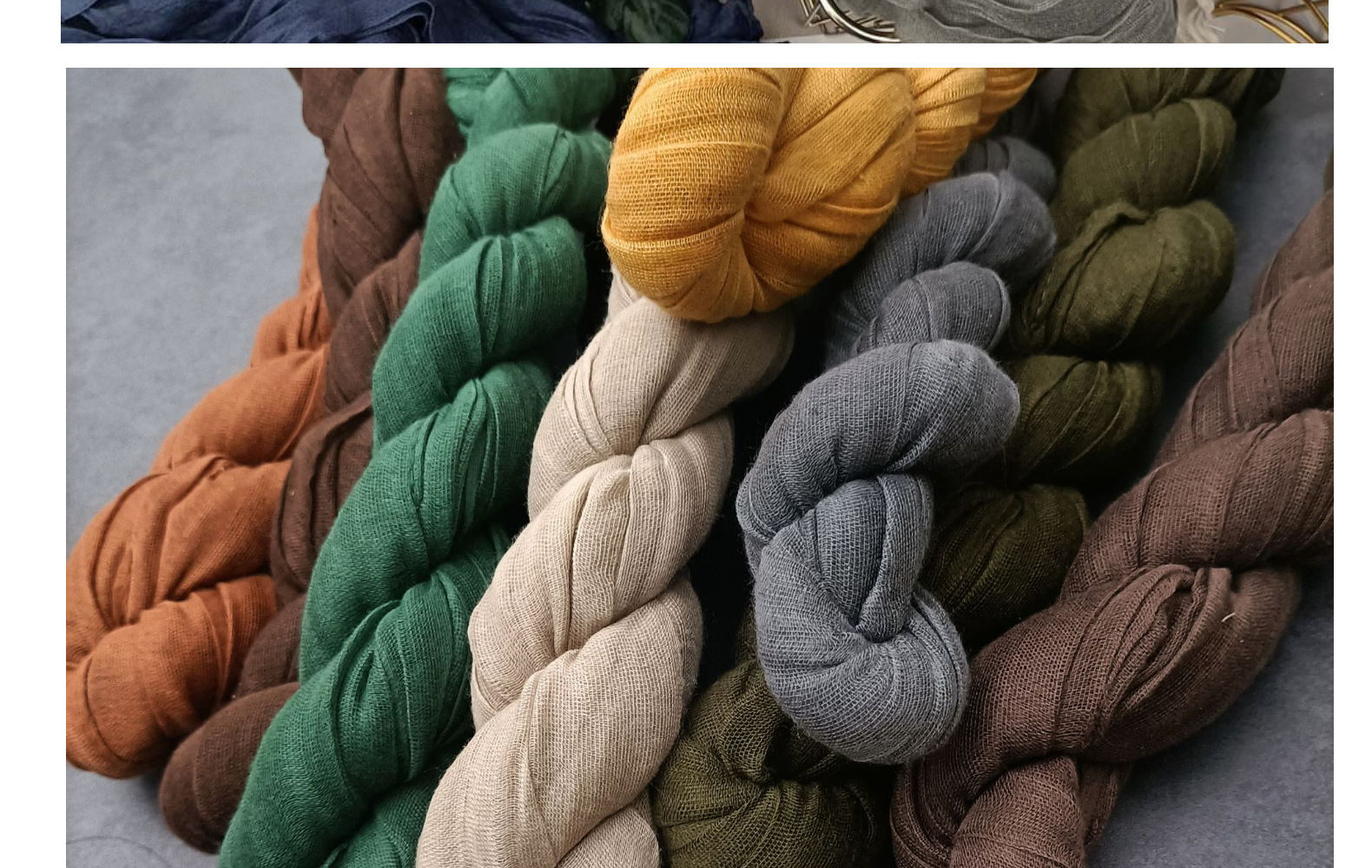 纯色棉麻围巾复古秋冬新款褶皱绿色复古薄长条披肩男女士保暖丝巾详情9