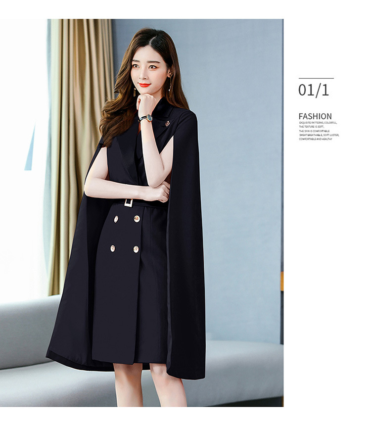 春秋新款韩版西装领双排扣中长款收腰女式风衣 现货款详情21