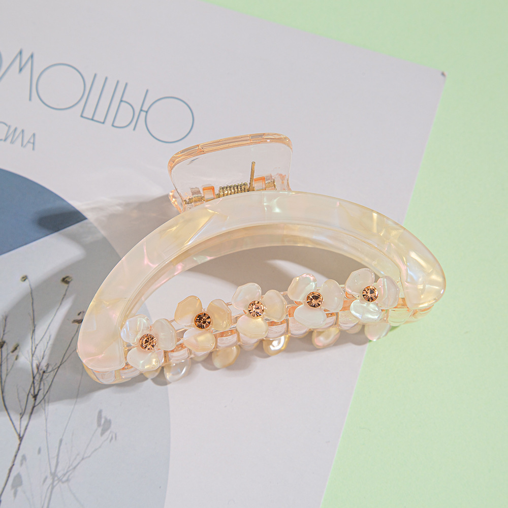 9cm medium-sized clipper flower hair clipper, three-leaf flower headwear, a new trendy diamond-encrusted hair clipper, iridesy acrylic clip pic 26