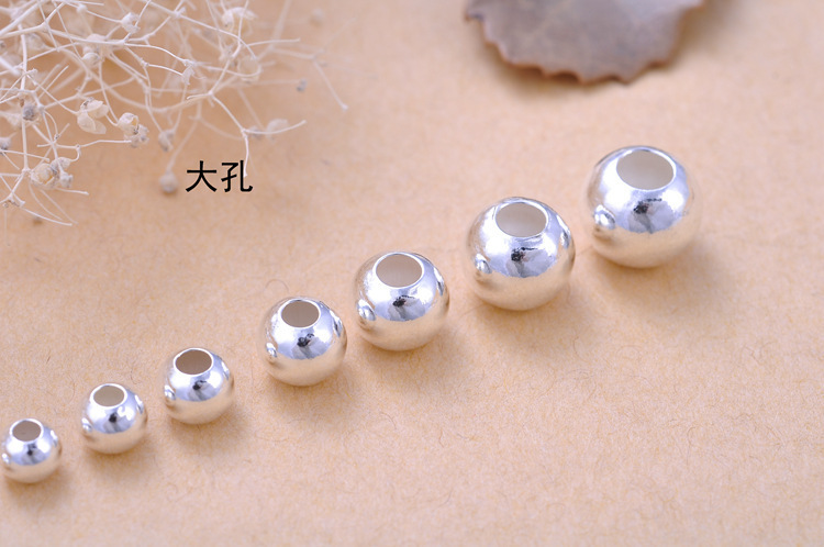 DIY positioning beads, positioning beads, silver beads, loose beads, round beads and smooth beads accessories of 925 sterling silver handmade bracelet rope pic 7