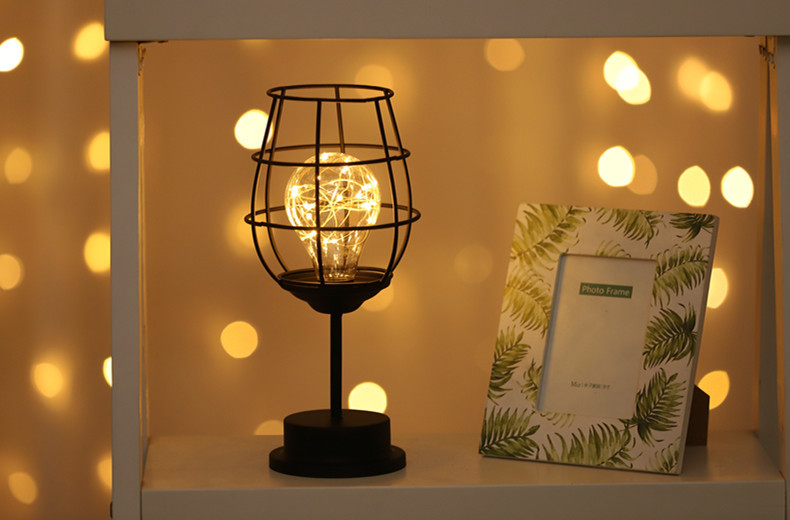 Cross-border new lantern night light, girlish led iron night light, wine glass and wine bottle gift decorative light pic 8