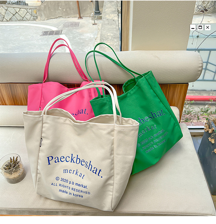 外贸潮流女包 布包新款韩版时尚简约单肩包 字母印花文艺托特包详情26