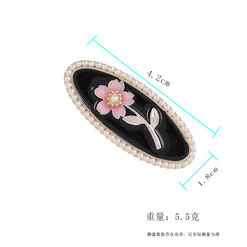 韩版蔷薇花鸭嘴夹黑色花朵小夹子精致小巧刘海夹发卡复古发饰饰品详情9
